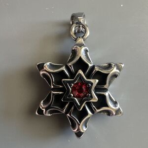 Star Of David Stainless Steel Six Pointed Star Gemstone Pendant Chain Zirconia